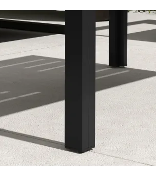 Mesa de Centro de Jardín Rectangular con Estructura de Acero Galvanizado para Patio Terraza 101,5x61x46 cm Negro