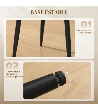 Juego de 2 Sillas de Cocina con Respaldo de PU de Imitación Ratán Patas de Acero y Asiento Acolchado Negro y Beige