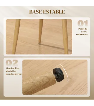 Juego de 2 Sillas de Cocina con Respaldo de PU de Imitación Ratán Patas de Acero y Asiento Acolchado Marrón y Beige