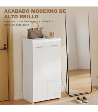 Zapatero Armario para Zapatos Moderno con Estantes Ajustables para 10 Pares de Zapatos 55x36x108 cm Blanco Brillo