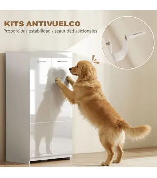 Zapatero Armario para Zapatos Moderno con Estantes Ajustables para 10 Pares de Zapatos 55x36x108 cm Blanco Brillo