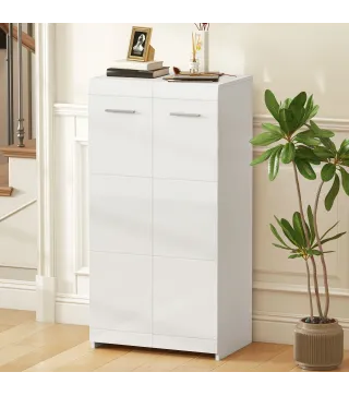 Zapatero Armario para Zapatos Moderno con Estantes Ajustables para 10 Pares de Zapatos 55x36x108 cm Blanco Brillo