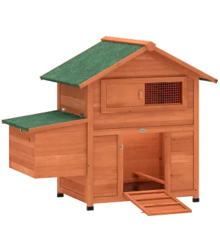 Gallinero para Exterior de Madera 113,5x67,5x95,5 cm Gallinero con Nido Bandeja Extraíble Techo Impermeable Perchas