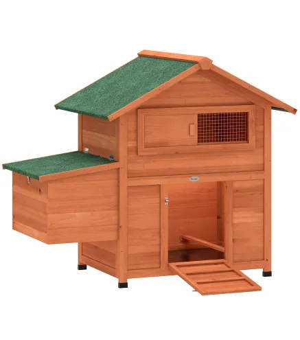 Gallinero para Exterior de Madera 113,5x67,5x95,5 cm Gallinero con Nido Bandeja Extraíble Techo Impermeable Perchas