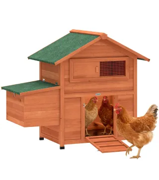Gallinero para Exterior de Madera 113,5x67,5x95,5 cm Gallinero con Nido Bandeja Extraíble Techo Impermeable Perchas
