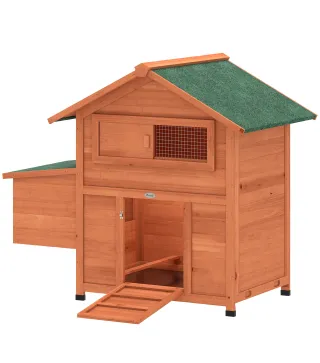 Gallinero para Exterior de Madera 113,5x67,5x95,5 cm Gallinero con Nido Bandeja Extraíble Techo Impermeable Perchas