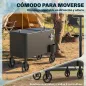 Carrito Nevera de 56L con Ruedas Mango Ajustable Abrebotellas Recogetapas Drenaje y Asa 75x35x120 cm Negro