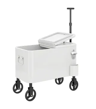 Carrito Nevera de 56L con Ruedas Mango Ajustable Abrebotellas Recogetapas Drenaje y Asa 75x35x120 cm Blanco