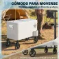 Carrito Nevera de 56L con Ruedas Mango Ajustable Abrebotellas Recogetapas Drenaje y Asa 75x35x120 cm Blanco