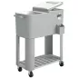 Carrito Nevera de 76L con Ruedas Estante Abrebotellas Recogetapas Drenaje y 2 Asas para Patio Fiesta 92x39x81 cm Plata