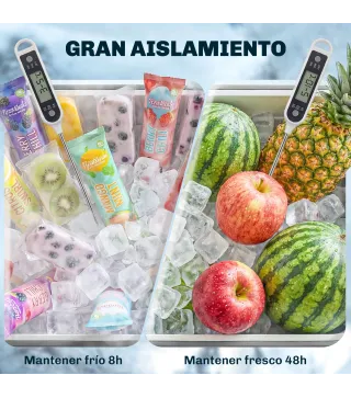 Carrito Nevera de 76L con Ruedas Estante Abrebotellas Recogetapas Drenaje y 2 Asas para Patio Fiesta 92x39x81 cm Plata