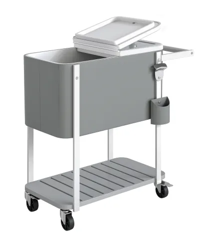 Carrito Nevera de 56L con Ruedas Estante Abrebotellas Recogetapas Drenaje y Asa para Patio Fiesta 84x38x83 cm Gris