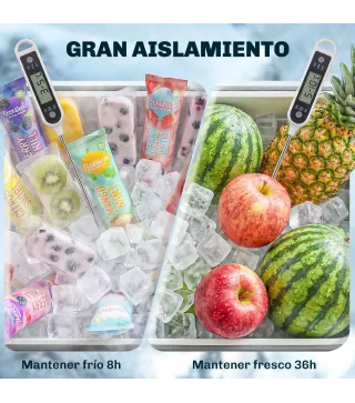 Carrito Nevera de 56L con Ruedas Estante Abrebotellas Recogetapas Drenaje y Asa para Patio Fiesta 84x38x83 cm Gris