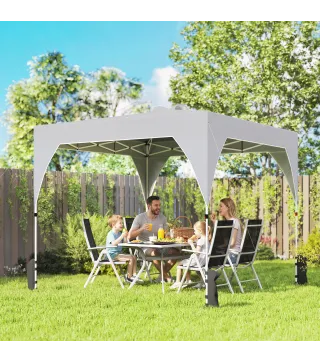 Carpa Plegable Pop-up 3x3 m con Bloqueo Central Altura Ajustable Bolsa Transporte con Ruedas y Sacos de Arena Gris