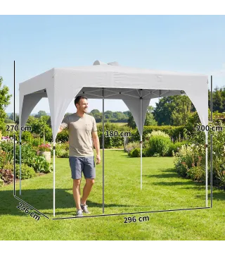 Carpa Plegable Pop-up 3x3 m con Bloqueo Central Altura Ajustable Bolsa Transporte con Ruedas y Sacos de Arena Gris