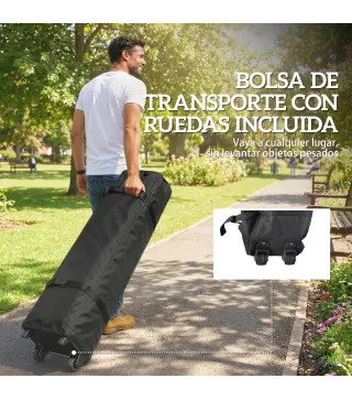Carpa Plegable Pop-up 3x3 m con Bloqueo Central Altura Ajustable Bolsa Transporte con Ruedas y Sacos de Arena Gris