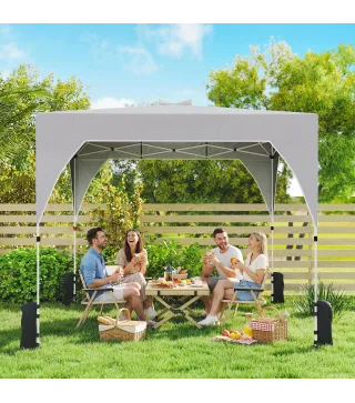 Carpa Plegable Pop-up 3x3 m con Bloqueo Central Altura Ajustable Bolsa Transporte con Ruedas y Sacos de Arena Gris