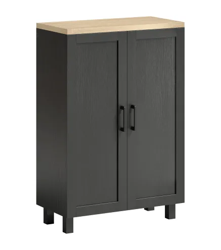 Aparador de Salón Estrecho de 2 Puertas Armario de Cocina con Estante Ajustable para Entrada 60x30x90 cm Negro