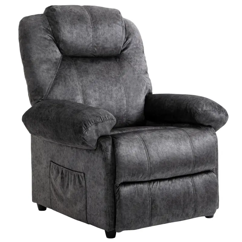 Sillón Relax Reclinable Manual Sillón Relax de Terciopelo con Reposabrazos Reposapiés Acolchado Grueso Negro Sillón Relax Reclinable Manual Sillón Relax de Terciopelo con Reposabrazos Reposapiés Acolchado Grueso Negro