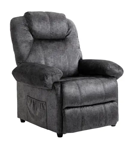 Sillón Relax Reclinable Manual Sillón Relax de Terciopelo con Reposabrazos Reposapiés Acolchado Grueso Negro