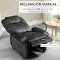 Sillón Relax Reclinable Manual Sillón Relax de Terciopelo con Reposabrazos Reposapiés Acolchado Grueso Negro Sillón Relax Reclinable Manual Sillón Relax de Terciopelo con Reposabrazos Reposapiés Acolchado Grueso Negro