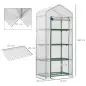 Invernadero de Exterior con 4 Estantes, Invernadero Pequeño con Puerta Enrollable, Marco de Acero y Cubierta de PE 140g/㎡, Anti-