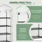 Invernadero de Exterior con 4 Estantes, Invernadero Pequeño con Puerta Enrollable, Marco de Acero y Cubierta de PE 140g/㎡, Anti-