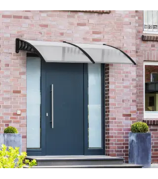 Tejadillo de Protección 200x96x27 cm Marquesina Exterior para Puertas y Ventanas contra Sol y Lluvia Transparente