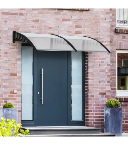 Tejadillo de Protección 200x96x27 cm Marquesina Exterior para Puertas y Ventanas contra Sol y Lluvia Transparente