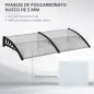 Tejadillo de Protección 200x96x27 cm Marquesina Exterior para Puertas y Ventanas contra Sol y Lluvia Transparente