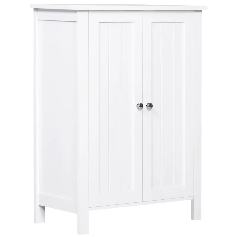 Armario de Baño con 2 Puertas y 2 Estantes Ajustables Interiores Mueble Auxiliar de Almacenaje 60x30x80 cm Blanco