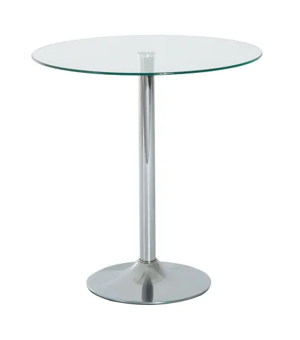 Mesa de Comedor Redonda para 2 Personas Mesa de Cocina Moderna con Superficie de Vidrio Templado para Salón Plateada