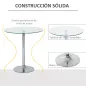 Mesa de Comedor Redonda para 2 Personas Mesa de Cocina Moderna con Superficie de Vidrio Templado para Salón Plateada