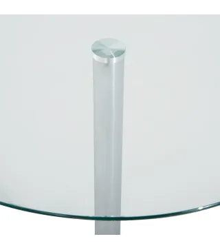 Mesa de Comedor Redonda para 2 Personas Mesa de Cocina Moderna con Superficie de Vidrio Templado para Salón Plateada