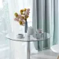 Mesa de Comedor Redonda para 2 Personas Mesa de Cocina Moderna con Superficie de Vidrio Templado para Salón Plateada