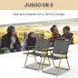 Set 2 Sillas de Jardín Plegables con Reposabrazos Sillas para Camping y Playa en Tela Oxford 54x59x78 cm Gris Oscuro