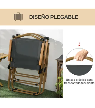 Set 2 Sillas de Jardín Plegables con Reposabrazos Sillas para Camping y Playa en Tela Oxford 54x59x78 cm Gris Oscuro