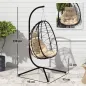 Silla Colgante Huevo con Soporte con Cesta Plegable Cojín y Reposacabezas para Interior y Exterior Carga 120 kg Caqui