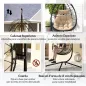 Silla Colgante Huevo con Soporte con Cesta Plegable Cojín y Reposacabezas para Interior y Exterior Carga 120 kg Caqui