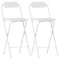 Juego de 2 Taburetes de Bar Plegables con Respaldo Reposapiés y Marco de Acero para Comedor Mostrador Blanco