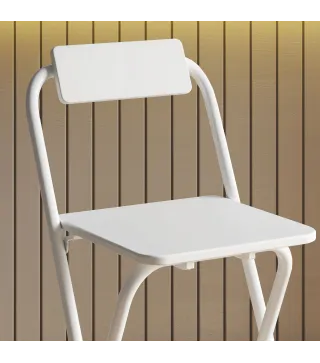 Juego de 2 Taburetes de Bar Plegables con Respaldo Reposapiés y Marco de Acero para Comedor Mostrador Blanco