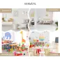 Estantería Infantil de Madera con 3 Compartimentos 2 Cubos y Cajón Móvil con 4 Ruedas 60x29,9x90 cm Blanco
