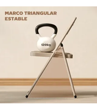 Juego de 2 Sillas Plegables Tapizadas en Lino Sintético con Respaldo y Estructura de Acero para Salón 45x46x78 cm Beige