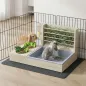 Comedero de Heno de Conejos con Bandeja Alimentador de Heno de Madera con Cuenco de Acero Inoxidable y Botella de Agua