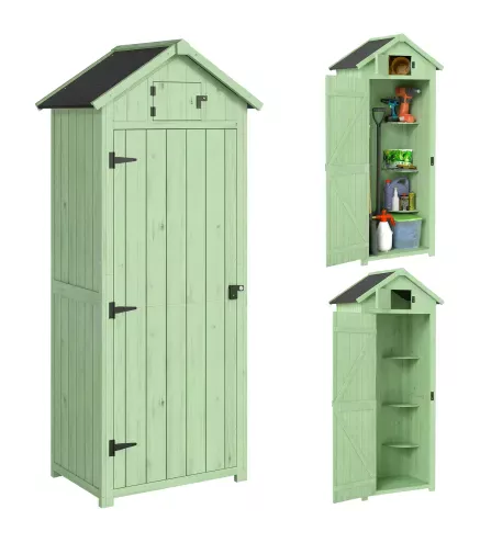 Armario de Jardín de Madera Armario de Almacenamiento Cobertizo de Jardín con Estantes 77x54,2x179 cm Verde