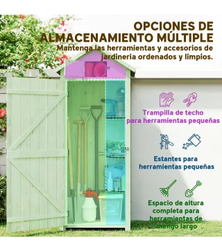 Armario de Jardín de Madera Armario de Almacenamiento Cobertizo de Jardín con Estantes 77x54,2x179 cm Verde