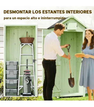 Armario de Jardín de Madera Armario de Almacenamiento Cobertizo de Jardín con Estantes 77x54,2x179 cm Verde