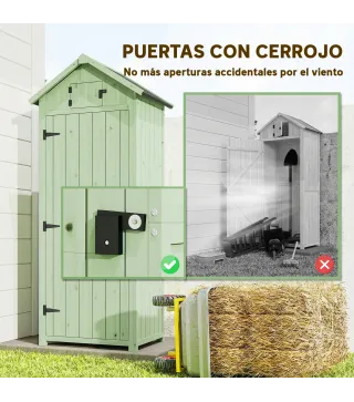 Armario de Jardín de Madera Armario de Almacenamiento Cobertizo de Jardín con Estantes 77x54,2x179 cm Verde