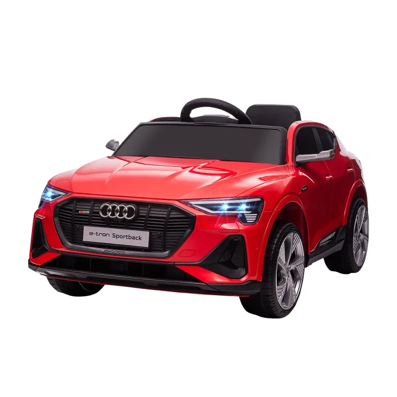 Coche de Batería para Niños 12V Audi E-tron con Mando a Distancia Faros Bocina Música Velocidad 3-5 km/h Rojo