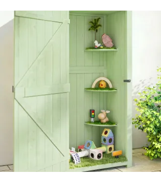 Armario de Jardín de Madera Armario de Almacenamiento Cobertizo de Jardín con Estantes 77x54,2x179 cm Verde